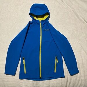 Columbia Vibrant Blue Jacket with Yellow Logo kids Medium
